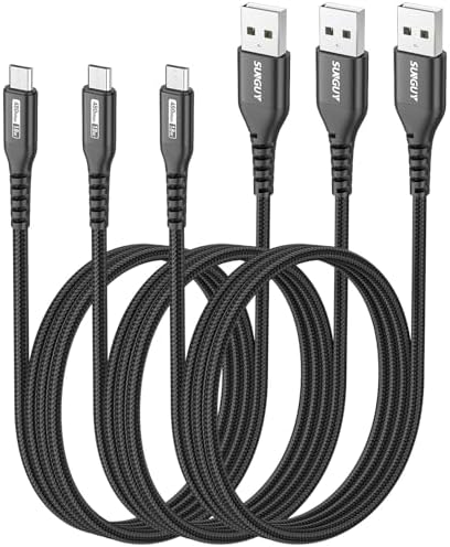 Ultra-Durable 10 FT Micro USB Cable 3-Pack – Fast 18 W Charging & Data Sync for Samsung Galaxy, Android Devices & PS4 – Premium Nylon Braided for Enhanced Flexibility & Strength – Perfect for Home & Office Use