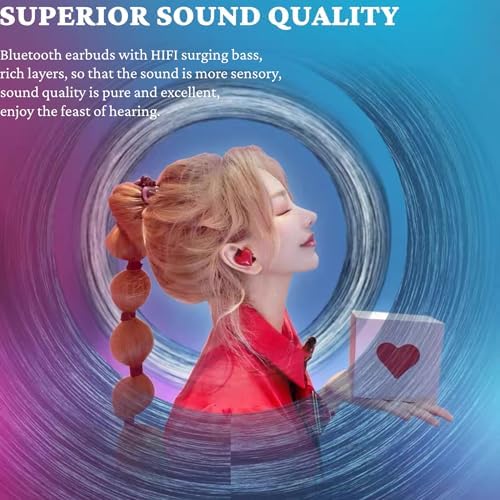 Stylish Heart-Shaped Wireless Bluetooth Earbuds with Noise-Canceling Technology – Premium Sound Quality for Gym, Office, and School | Portable Charging Case Included for Extended Use and Enhanced Compatibility