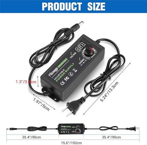 Universal 24 W Adjustable AC to DC Power Supply Adapter – Multi-Voltage Solution for 3 V, 5 V, 9 V & 12 V Electronics – Ideal for LED Lights, Fans, and More with Advanced Safety Features and Regulated Output