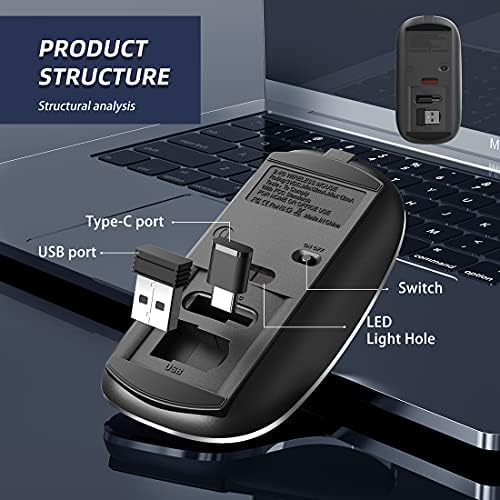 Elevate Your Computing Experience with the Q23 S Black Wireless Mouse – Rechargeable, Dual Mode USB-A & Type-C, Silent Operation, and 3 Adjustable DPI for Ultimate Precision and Versatility Across Laptops, Macs, PCs, and Android Devices