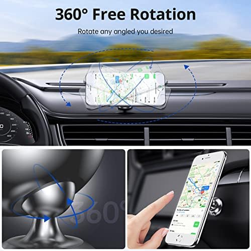 SYNCWIRE 360° Adjustable Magnetic Car Phone Mount – Premium Dashboard Holder for i Phone, Samsung, LG & Mini Tablets – Effortless Navigation & Hands-Free Safety in Sleek Gray Finish – Strong Grip & Easy Installation for Enhanced Driving Experience