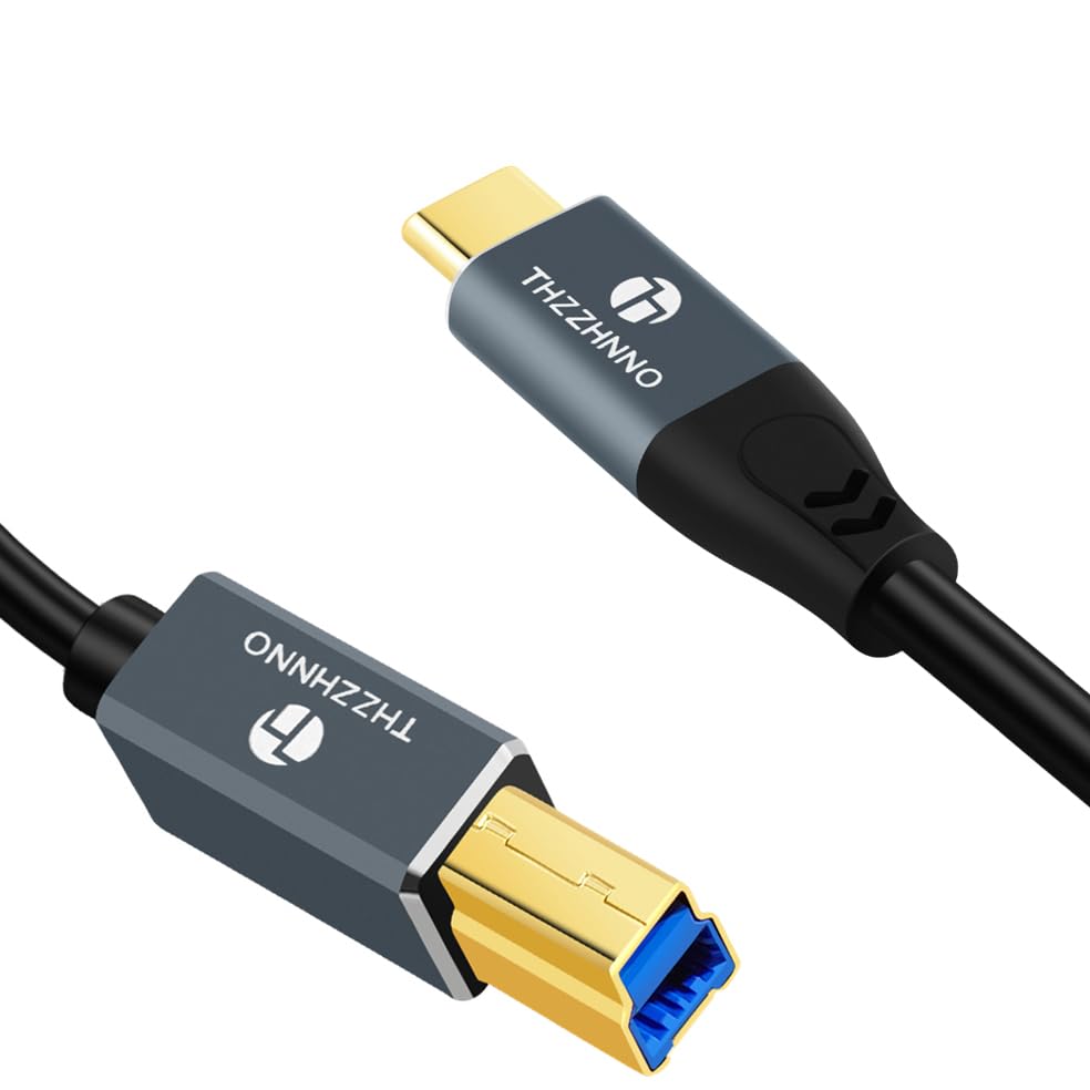 Retractable Coiled USB B to USB C Cable for High-Speed Data Transfer – 5 Gbps Compatibility with Mac, PC, Laptops, MIDI Keyboards, and DJ Controllers – Adjustable Length from 0.75 FT to 3.3 FT for Effortless Connectivity and Organization