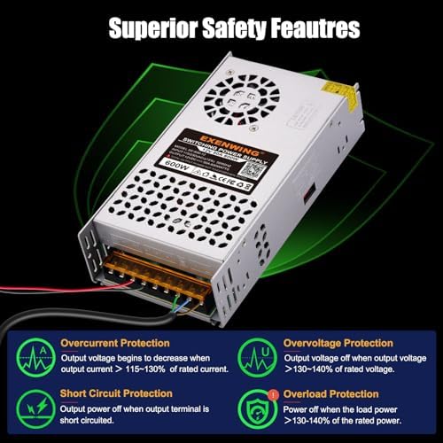 Universal 12 V 800 W AC to DC Power Supply – High-Efficiency 110 V/220 V Input Adapter for LED Strips, 3 D Printers, and More – Reliable 66 A Output Transformer for Versatile Applications and Enhanced Performance