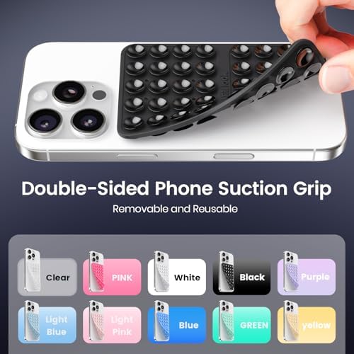 Klearlook 4-Pack Silicone Suction Cup Phone Mount – Creative Hands-Free Phone Grip for Stunning Selfies & Videos in Clear, Light Pink, Hot Pink, and Lavender – Innovative Double-Sided Suction Technology for Wide Compatibility – Premium Durable Design for Effortless Content Creation and Easy Maintenance