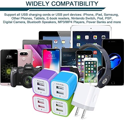 5-Pack Dual Port USB Wall Charger – Fast Charging Power Adapter Cube for i Phone 16, Samsung Galaxy, and More – Compact Travel Brick with Safety Features for Quick Device Charging and Enhanced Compatibility – Ideal for Home and On-the-Go Use