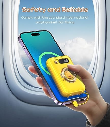 Ultra-Compact 10000 m Ah Fast Charging Power Bank with Built-in Cables and LED Display – Cute, Lightweight Design for i Phone, Samsung, and Tablets – Perfect Travel Companion for Effortless Power On-the-Go