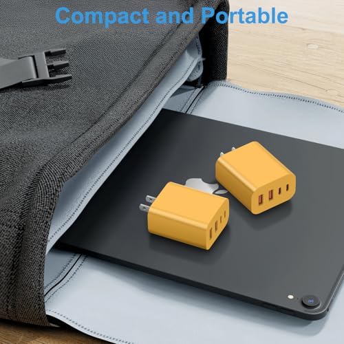 Compact 40 W Dual Port USB C Charger Block – Rapid Charge Cube for i Phone 11-16 Pro Max, i Pad, Samsung & More – Stylish Yellow Power Delivery & Quick Charge Technology for Ultimate Travel Convenience and Device Compatibility
