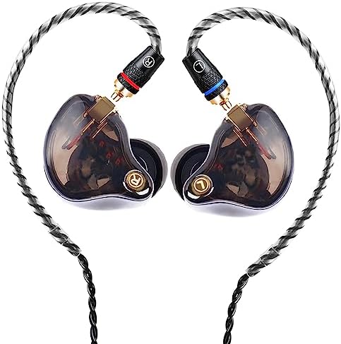 FAMATE Hi-Fi In-Ear Monitors with Tesla Technology – Premium Noise-Isolating Wired Earbuds Featuring MMCX Detachable Cables for Musicians and Audio Professionals, Transparent Coffee Finish, Unmatched Sound Clarity and Comfort