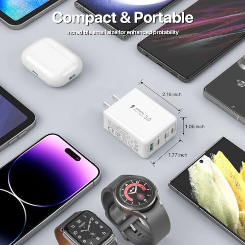 Revolutionize Your Charging Routine with Our 4-Port USB Wall Charger – Ultra-Fast QC 3.0 Adapter for i Phone 12-15, LG, Google Pixel & More – Compact, Reliable Power Solution for Home and On-the-Go Charging