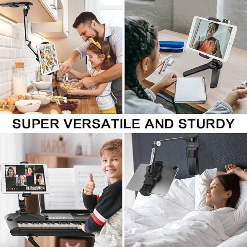 Revolutionize Your Kitchen Setup with Above TEK 3-in-1 Highflex 360° Adjustable i Pad Wall Mount – Universal Under Cabinet Tablet Holder for i Pads, Mini, Air & Surface Pro, Effortless Installation, Sleek Black Finish for Modern Functionality