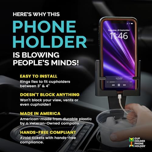 Smartphone Mounts for Cars or Trucks Made in USA by Cell Phone Seat, Universal Fit Including iPhone, Samsung, Android Cellphones, Wolf Gray Color, Hands-Free Compliant Cradle – Enhanced Compatibility and Speed