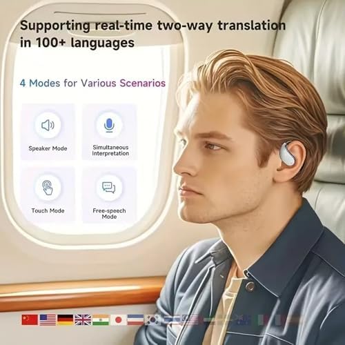 Revolutionary AI Translation Earbuds – Advanced Wireless Open-Ear Headphones with Superior Noise Cancellation and Hi-Fi Sound Quality, Supporting 144 Languages for Effortless Global Communication – LCD Touch Display for Intuitive Control – Perfect for Travelers, Professionals, and Language Enthusiasts – Elevate Conversations and Audio Playback with the Q16 Pro AI