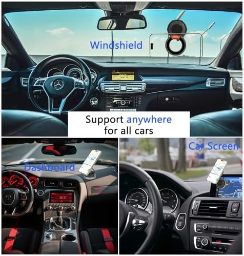 Magnetic Car Phone Holder for i Phone & Android – 360° Adjustable Zinc Alloy Mount with Powerful Vacuum Suction for Enhanced Stability and Hands-Free Navigation Experience