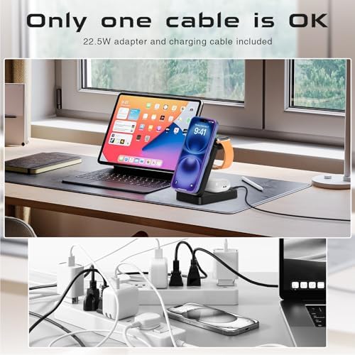 Portable 3-in-1 Wireless Charging Station for Apple Devices – Ultimate Magnetic Charger for i Phone 16/15/14/13/12/11 Pro Max, Air Pods, and Apple Watch – Fast, Foldable Design with Enhanced Compatibility and Safety Features for Home and Office Use