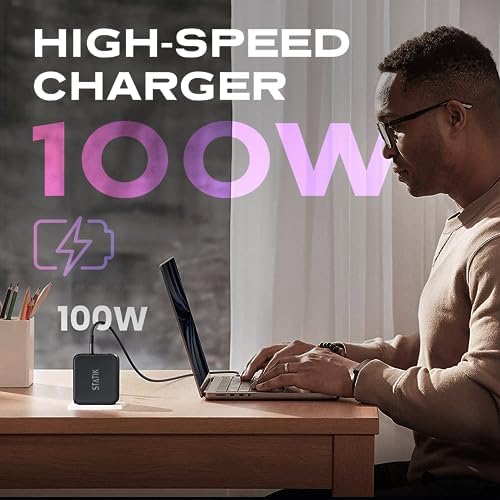 STATIK 100 W Ga N Fast Charger Block – Triple USB-C Ports for High-Speed Charging | Universal Compatibility with Mac Book, i Phone, Samsung, and Laptops | Compact Design for Efficient Power Delivery and Safety Features