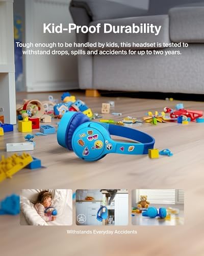 Belkin Sound Form Mini Kids Wireless Bluetooth Headphones – Safe 85 d B Volume Control, 30-Hour Playtime, Built-In Microphone – Lightweight On-Ear Style for i Phone, i Pad, Fire Tablet & More – Ideal for Learning, Entertainment & Safe Listening
