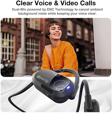 Purity Air Open Ear Headphones – Advanced True Air Conduction Wireless Bluetooth Earbuds with Dual Mic for Clear Calls – Ergonomic, Sweat-Resistant Design for Active Lifestyles – Compatible with i Phone & Android – Ultimate Comfort and Audio Awareness