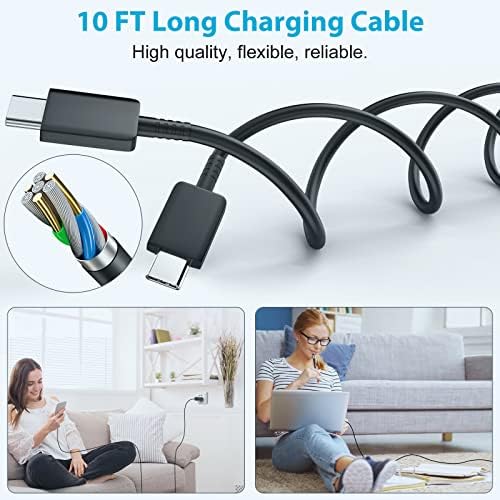 Experience Rapid Charging with Auorld 25 W Super Fast USB-C Charger & 10 FT Type-C Cable for Samsung Galaxy Devices – Ultimate Compatibility for S24, S23, S22, S21, S20, Note10, and Note20 – Portable, Durable, and Safe Power Solution for On-the-Go Use