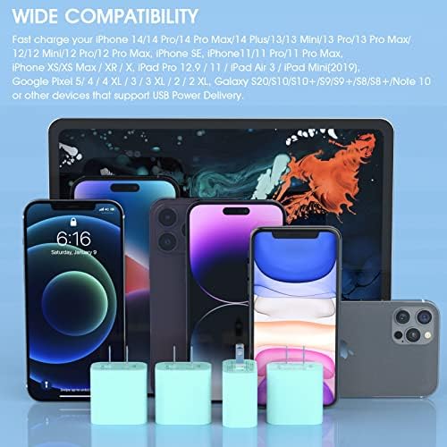 i GENJUN 4 Pack USB C Fast Charger Block – 20 W Power Delivery 3.0 Wall Adapter for i Phone 16/15/14, Galaxy & Pixel – Portable Type C Power Adapter for Air Pods Pro – Compact Travel Essential with Superior Speed and Compatibility