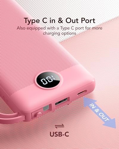 VRURC 10,000 m Ah Slim Power Bank – Ultimate Multi-Device Portable Charger with Built-in Cables, 5 Outputs & Dual USB-C Inputs for i Phone, Samsung, Android – Travel Essential for On-the-Go Power Solutions