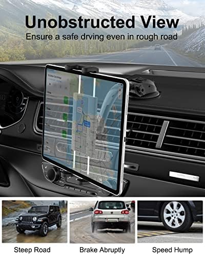 Revolutionary Dashboard Tablet Holder for Truck & Vehicle Use – Ultra-Strong Suction Cup Mount with Adjustable Arm for i Pad 11, Mini, Air 5, Galaxy Tabs, Z Fold & Smartphones – Versatile 4-11″ Device Compatibility for Safe Navigation and Streaming