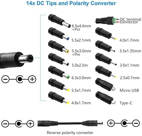 SHNITPWR Universal AC to DC Power Adapter – 48 W Adjustable Voltage Converter (3 V to 24 V) with 14 Interchangeable Tips & Polarity Converter for Maximum Device Compatibility and Efficient Performance, Ideal for Electronics Enthusiasts and Professionals