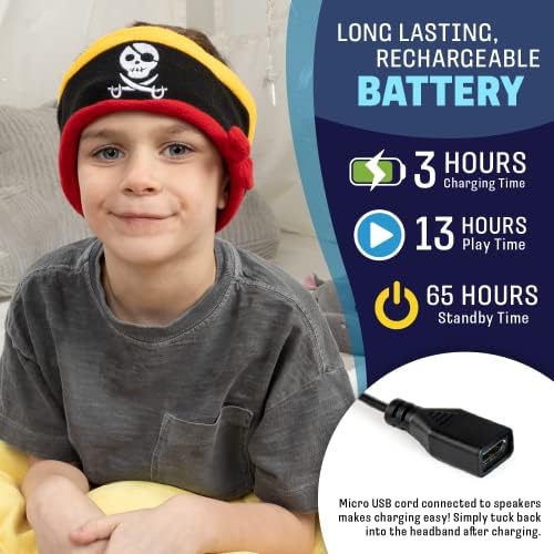Wireless Pirate-Themed Kids Headband Headphones – Cozy Phones Comfortable Earphones with Volume Limiting for Ages 1-3, Perfect Lightweight Travel Accessory for Young Adventurers at Home and On-the-Go