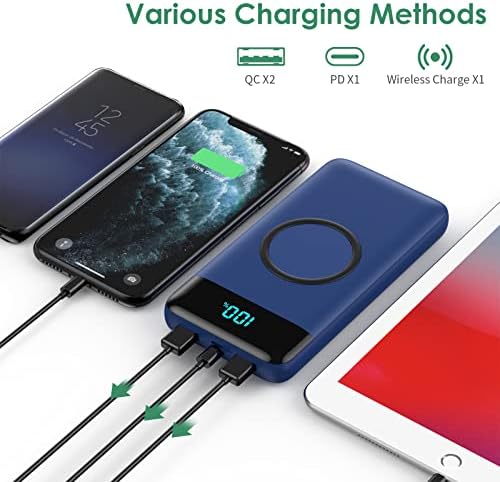 Ultra-High Capacity 30,800 m Ah Wireless Power Bank – 15 W Fast Charging & 25 W PD QC4.0 – Smart LED Display with 4 Outputs & 2 Inputs – Versatile USB-C External Battery Pack for i Phone, Samsung & More – Travel-Ready Charging Solution in Sleek White Finish