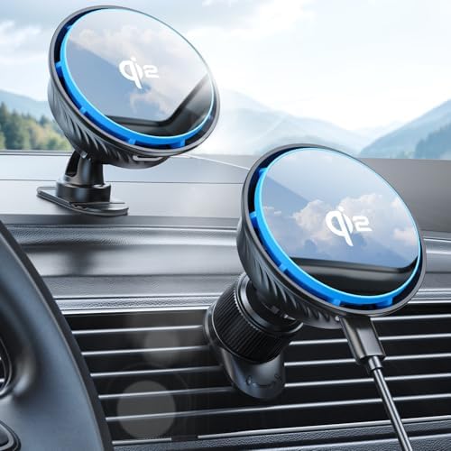 Doakhirmit for MagSafe Car Mount Charger, Qi2.0 15W Magnetic Wireless Car Charger, MagSafe Charger for iPhone 16 Pro Max/16/15/14/13/12, Fast Charging Magnetic Phone Mount Holder, Black – Enhanced Compatibility and Speed