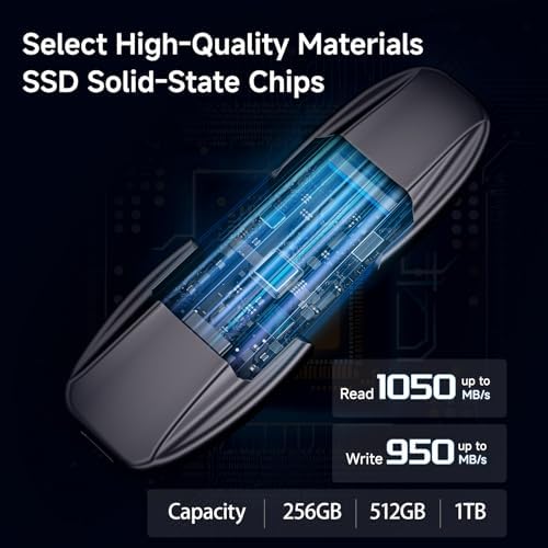 Experience Ultimate Data Freedom with the 512 GB Flash Drive – Superfast USB 3.2 Gen2 at 1050 MB/s, Dual USB A & Type C Compatibility for Seamless Use with i Phone 15/Pro, Android, Windows, and Mac Devices – Compact Portable SSD for Effortless File Transfers and Secure Storage.