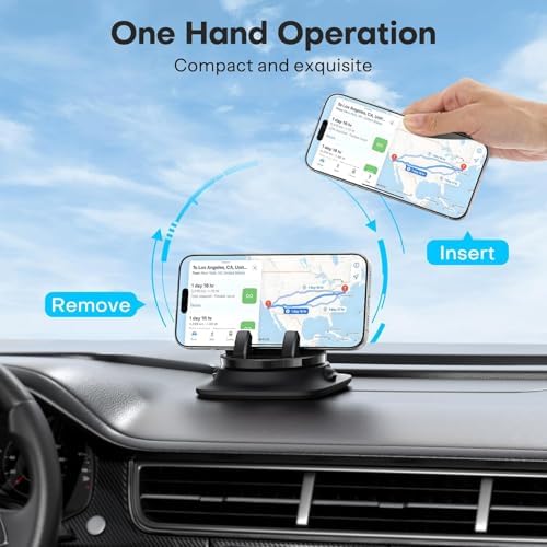 Car Phone Holder Mount, Dashboard Cell Phone Stand with Anti-Slip Base, Dual Adjustable Clips, Universal Compatibility (Ring) – Enhanced Compatibility and Speed