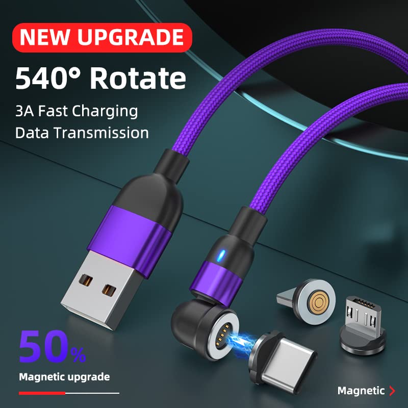 Revolutionize Your Charging Routine with the 3-Pack Nylon Braided 3 A Fast Charging Magnetic Data Cables – Universal Compatibility for Micro USB & Type C Devices – Tangle-Free 1.6 ft Length for Hassle-Free Power-Up – Perfect for On-the-Go Lifestyles & Everyday Use
