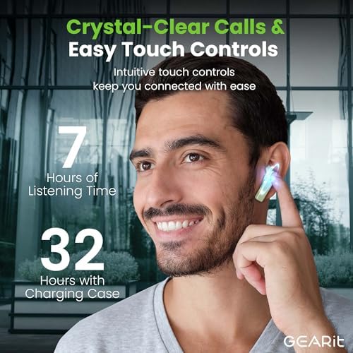 Elevate Your Sound Experience with GEARit True Wireless Earbuds – Cutting-Edge Bluetooth 5.3 In-Ear Headphones in Vibrant Green, Perfect for Active Lifestyles and Workouts – Sweat-Resistant, Integrated Microphone for Crystal Clear Calls, Effortlessly Syncs with i Phone and Android Devices – Ideal for Daily Use with Enhanced Connectivity for Ultimate Audio Freedom