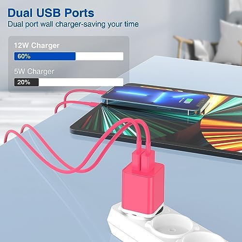 Ultra-Fast Dual Port USB Wall Charger with 10-Foot Lightning Cable – Apple MFi Certified i Phone Charging Solution, Perfect for i Phone 12/11/XR/Xs/8/7/6/SE/i Pad – Compact & Efficient Power Delivery for Home and Travel