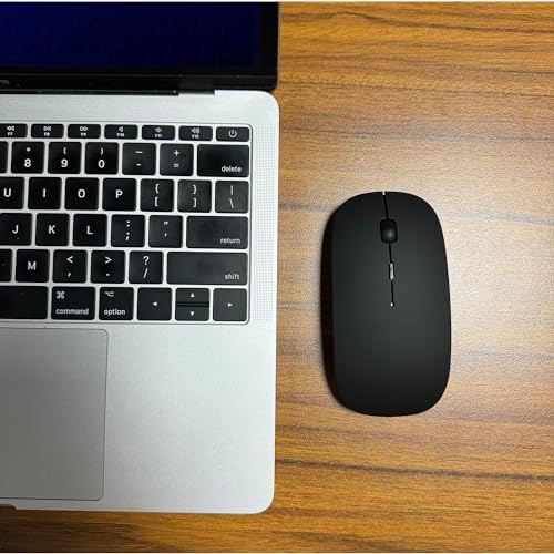 Sleek Bluetooth Wireless Mouse for Mac, Windows & i Pad – Ergonomic Design, High-Precision Navigation, Rechargeable & Dual-Mode Compatibility (Gray & Black) – Elevate Your Productivity with Clutter-Free Connectivity