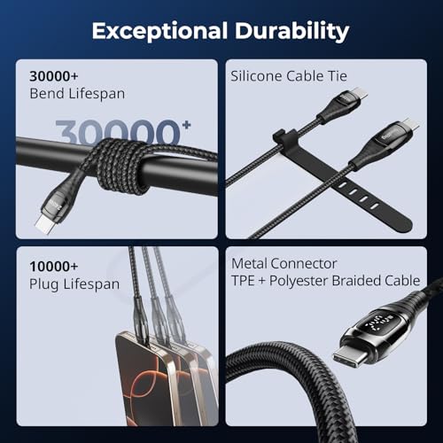 SMALLRIG 240W USB C to USB C Cable (3.28ft), PD 3.1 240W Fast Charging Cable Cord GaN Charger 4747/4751, V Mount Battery, for iPhone 16, for Samsung S23, for MacBook Pro – 4908 – Enhanced Compatibility and Speed