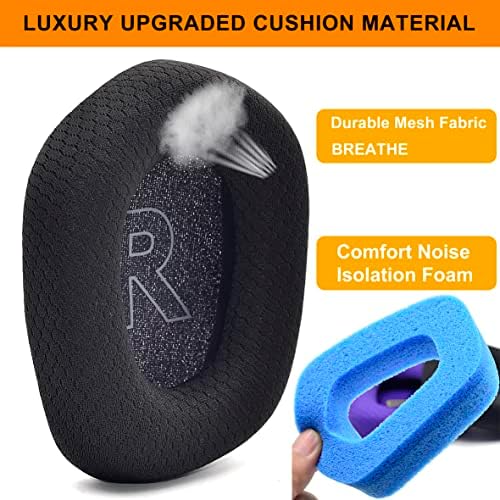 Upgrade Your Logitech G733 Gaming Headset with Defean Replacement Ear Cushions – Comfort-Enhanced Noise Isolation Foam & Breathable Mesh Fabric, Gray Earpads for Superior Audio Experience and Long-lasting Durability