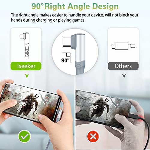 10 FT 5-Pack USB C Charging Cables – Fast 3.1 A Right Angle Nylon Braided Charger for Seamless Compatibility with Samsung S22, i Pad Pro, Mac Book Air & Pixel 7 – Durable, Flexible Power Solution for Home & Travel