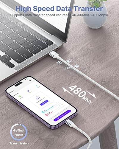 Aioneus 1 ft Apple Certified Lightning Cable – High-Speed USB A to Lightning Charger for i Phone 14/13/12/11 Pro Max/XR/XS/8/7 Plus/6/SE – Durable Nylon Braided Design for Tangle-Free Portability and Enhanced Charging Efficiency
