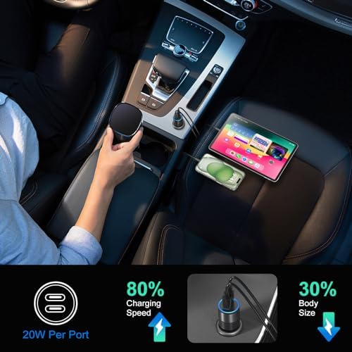 Power Up Anywhere: Bangfun 40 W Dual Port USB C Car Charger – 5 Pack – PD 3.0 Rapid Charging Adapter for i Phone 15/14/13/12 Pro Max & Samsung S24/S23 – Compact Cigarette Lighter Charger for On-the-Go Convenience – Enhanced Dual Device Compatibility and Safety Features