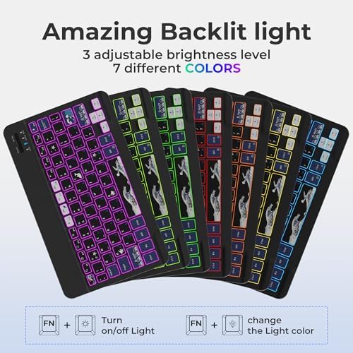 Ultra-Portable XVX WK60 Foldable Bluetooth Keyboard with Kanagawa Wave Art – Multi-Device Compatible Wireless Keyboard for i Pad, i Phone, Mac Book, Android & Windows – Long-Lasting 20-Hour Battery Life – Elevate Your Typing Experience Anywhere