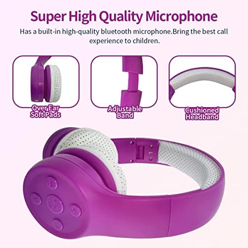 Light Blue Kids Bluetooth Headphones – Safe 93 d B Volume Limitation for Ear Protection – Foldable & Travel-Friendly Design – Built-in Microphone for Hands-Free Calls – Comfortable Wireless Headphones for Toddlers and Children – Perfect for School, Home, and Fun Activities