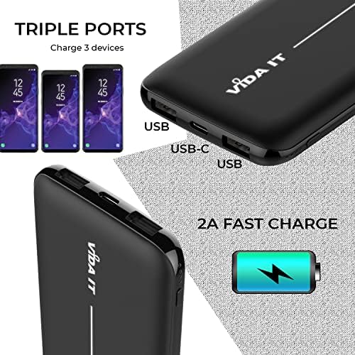 Ultra-Slim 10,000 m Ah Portable Power Bank for Heated Clothing – Fast Charging Battery Pack for Heated Vests, Hoodies, and Throws – Compatible with i Phone, Samsung, USB-C Devices – Essential Travel Charger for Warmth and Connectivity