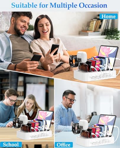 Ultimate 100 W Multi-Device Charging Station – Fast USB-C Dock for i Phones, Androids, i Pads, Kindles & Smartwatches – Sleek Organizer with Intelligent Charging for Home & Office Efficiency