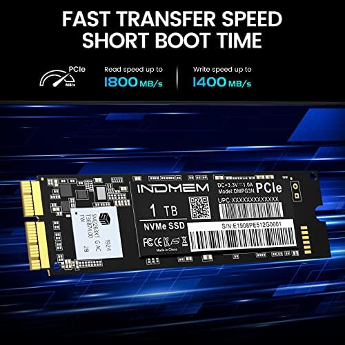 Revitalize Your Mac with INDMEM 256 GB NVMe PCIe SSD – Fastest Upgrade for Mid 2013-2017 Mac Book Air & Late 2013-Mid 2015 Mac Book Pro Retina – Lightning-Fast Data Transfer, Robust Compatibility, and Simplified Installation for Uninterrupted Performance