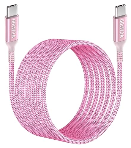 Awnuwuy 60 W USB C to USB C Charger Cable 15 ft – Fast Charging & Data Transfer for i Phone 15, Samsung Galaxy S23, Pixel 7, Mac Book – 2 Pack of Durable, High-Performance Type-C Cords for Ultimate Versatility and Connectivity