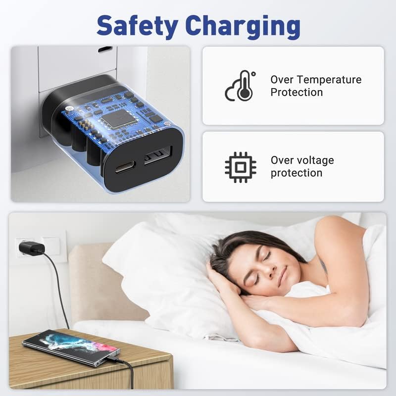 Dual Port 25 W Super Fast Type-C Wall Charger for Samsung Galaxy & i Phone – Rapid Power Delivery with Enhanced Safety Features, Compact Design for On-the-Go Charging, Compatible with S22/S21/Note20/i Phone 13/13 Pro Max