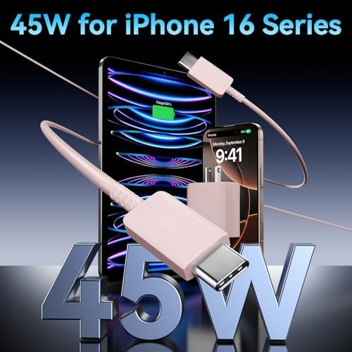 Apple 16 Series 45 W USB-C Rapid Charger with 6.6 ft Type-C Cable – Ultimate Fast Charging Solution for i Phone 16, Galaxy S24/S23, and All USB-C Devices – Compact, Durable, and Safety-Enhanced Power Adapter for On-the-Go Efficiency