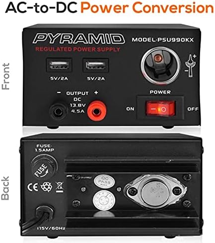Pyramid Universal Compact Bench Power Supply – 7 Amp AC-DC Converter with 13.8 V Output, Dual USB Charging Ports, and Cigarette Lighter Adapter for Optimal Performance in CB Radios and HAM Systems – Reliable Power Solution for Home Labs and Workshops