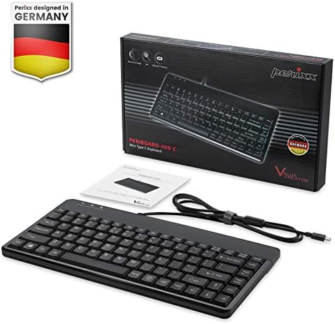 Compact Perixx PERIBOARD-409 H Wired USB Mini Keyboard with Dual USB Hubs – Effortless Typing Experience for Limited Spaces, Enhanced Compatibility, and Fast Connectivity